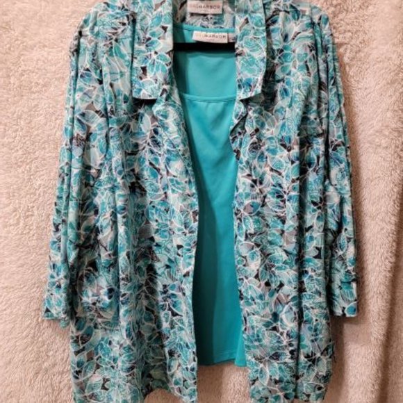 Teal Cami with Leafy Blouse - Picture 3 of 4